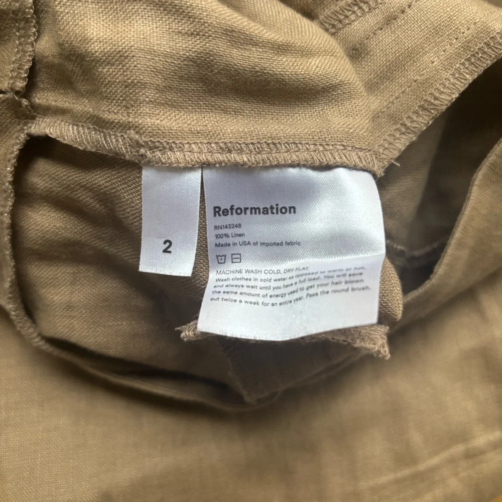 Reformation Tan Linen Pants